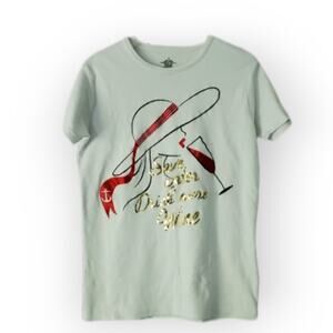 White Cotton Novelty Print Short Sleeve -Shirt M Fun Quirky Nautical Glam Casual